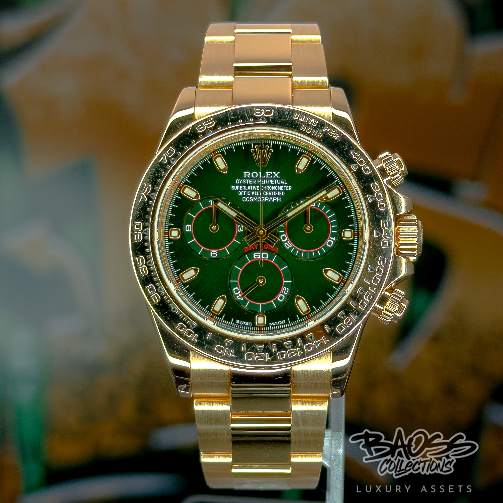 Rolex Cosmograph Daytona “John Mayer” Full Set — 18k Yellow Gold Green Dial