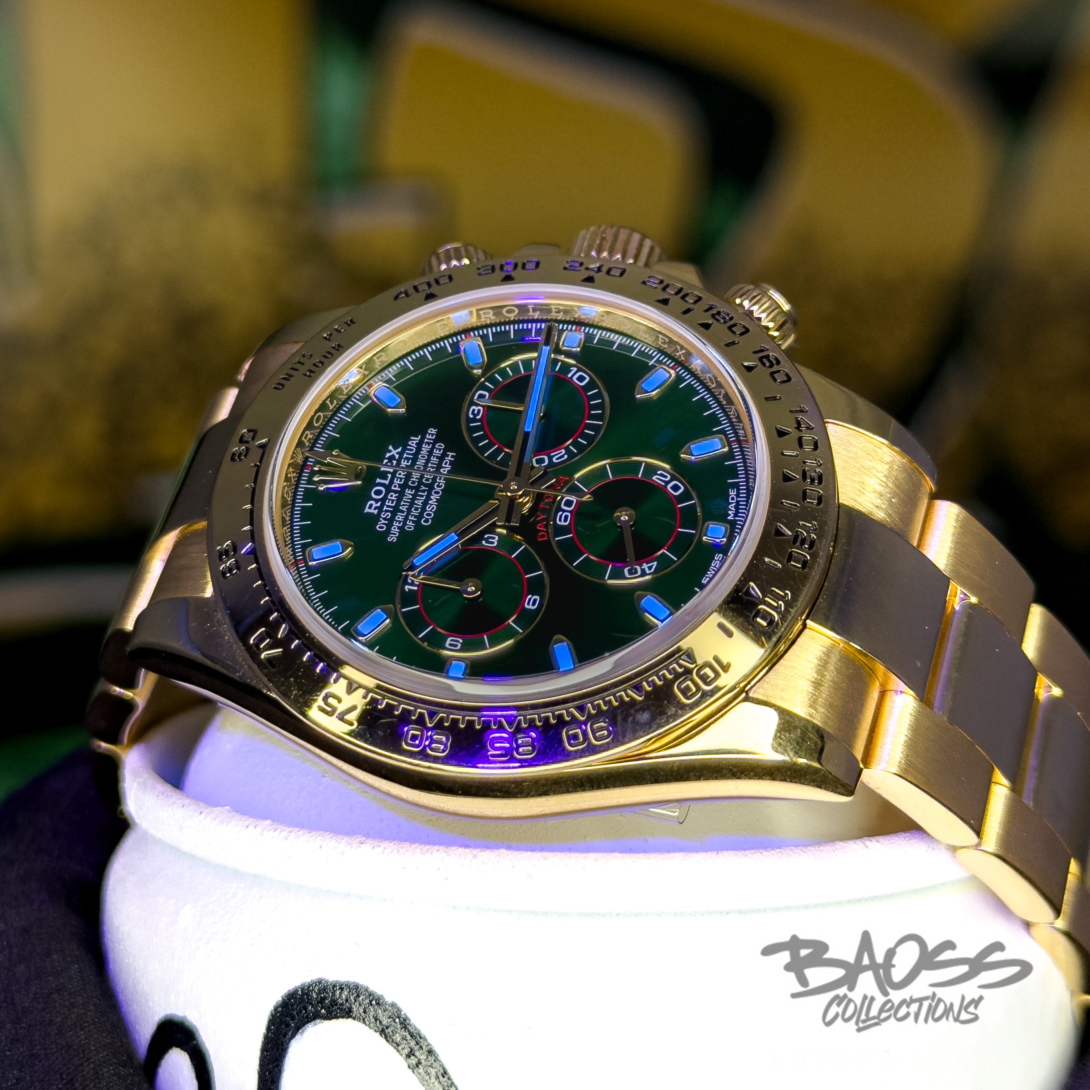 Rolex Cosmograph Daytona “John Mayer” Full Set — 18k Yellow Gold Green Dial