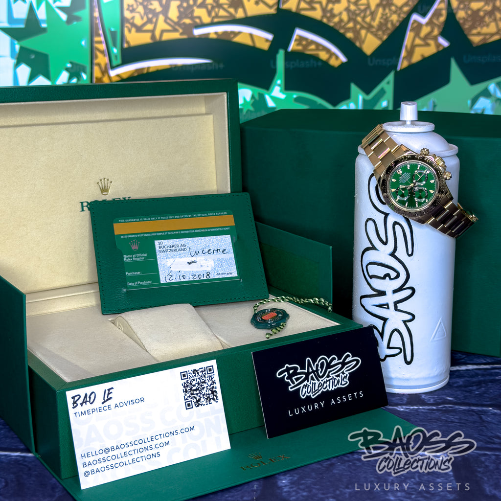 Rolex Cosmograph Daytona “John Mayer” Full Set — 18k Yellow Gold Green Dial