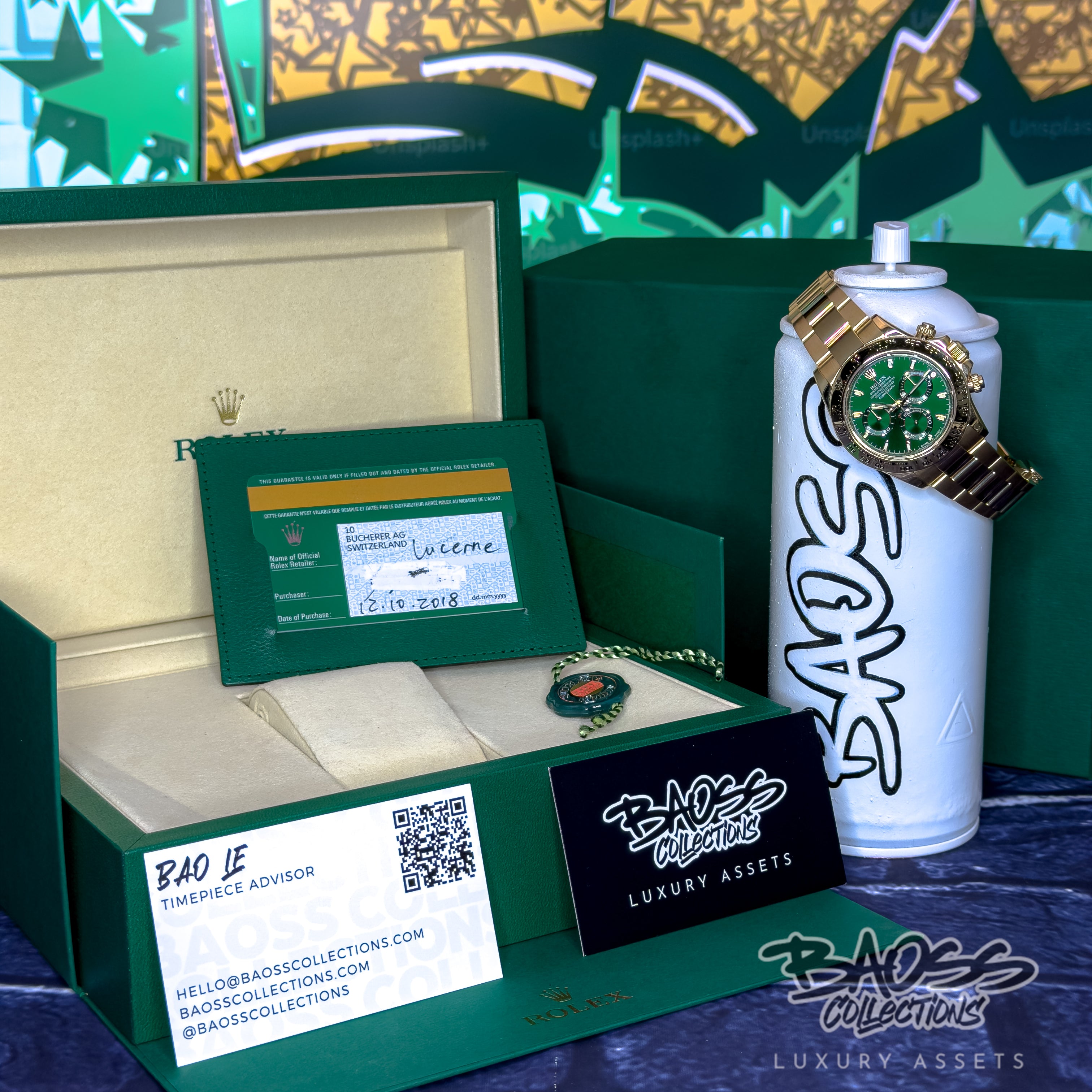 Rolex Cosmograph Daytona “John Mayer” Full Set — 18k Yellow Gold Green Dial